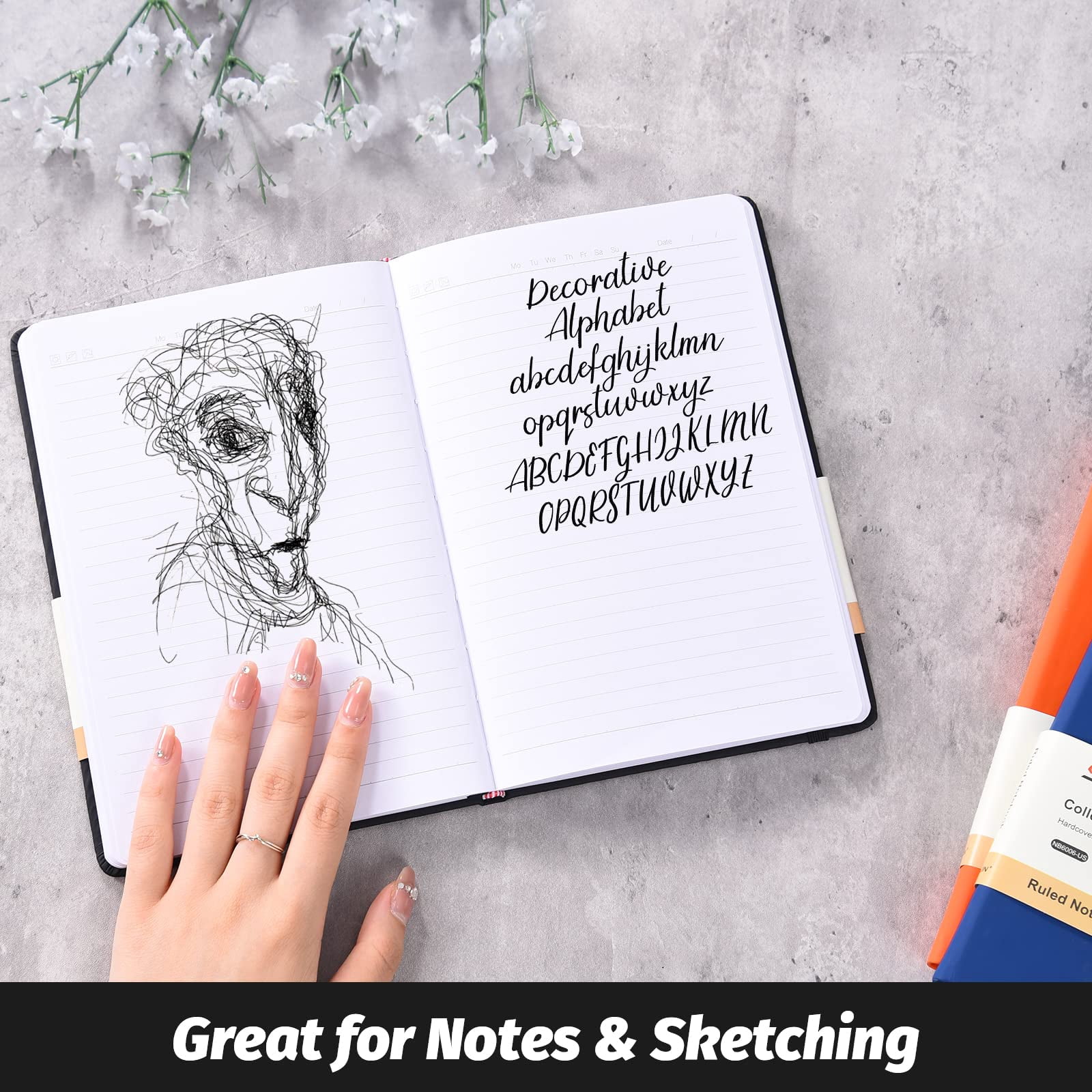 Hardcover-journal-notebooks  A5 Lined Journals Notebook For Writing 200 Pages 8.2 X 5.5 Inch Classic Ruled Notebooks Work/travel/college (black - 6 Pack)
