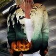 thumbnail image 2 of Cardigan Sweaters For Women Fashionable Halloween Lightweight Printed Cardigan Polyester Spandex Blending Shirts 1Pc Green 2Xl Sweaters For Women, 2 of 4