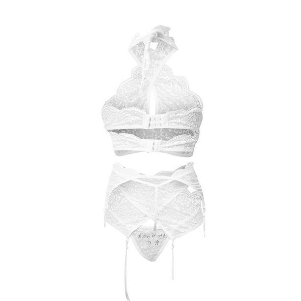Lingerie Bras Bra For Woman White Lace 3-Piece Sexy Hot Underwear 