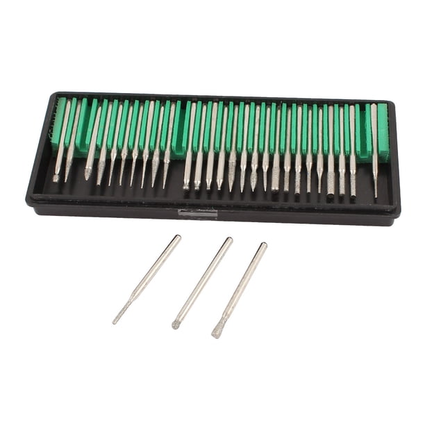 Juego de 30 piezas de puntas montadas de diamante con vástago de 3 mm para moler