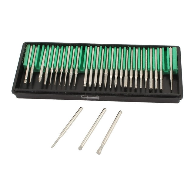 Juego de 30 piezas de puntas montadas de diamante con vástago de 3 mm para moler