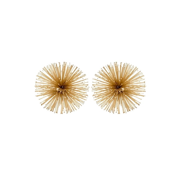 Modern Day Accents 5087 Erizo Urchin X-Small Gold Sphere Set of 2, Coffee Table Room Decor, Gold Decor, Shelf Decor, Modern Decor, Starburst Centerpiece, Spike Ball Decoration, Home, Office, 4" D