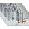 thumbnail image 3 of Placemats Set of 6, White Winter Forest Fox Bird Dining Table Place Mats Heat Resistant Non Slip Washable Linen Kitchen Table Mats for Outdoor Indoor Decor, 3 of 6