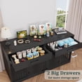 thumbnail image 6 of POAO 72" Double Dog Crate Furniture, Heavy Duty Dog Kennel for 2 Large Dogs, Wooden Dog Cage w Two Big Drawers&Removable Divider, Decorative Dog House as TV Stand, Dark Grey, 6 of 7