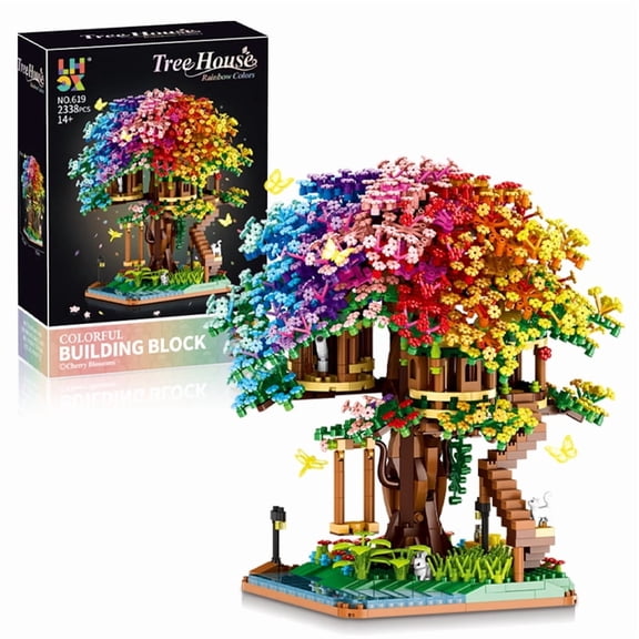 2338PCS Rainbow Color Tree House Building Block Sets Micro Bricks Toys for Kids Gifts DIY Home Decor