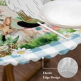 thumbnail image 3 of Easter Round Tablecloth, Fitted Table Cover with Elastic for 45"-54" Round Tables, Spring Gnomes Bunny Butterfly Duck Floral Plaid Table Cloth Outdoor Indoor Dinning Party Waterproof Tablecloths, 3 of 7