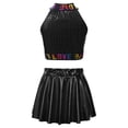 thumbnail image 2 of YONGHS Kids Girls Shiny Dance Outfits Sequin Crop Tops with Skirt Jazz Hip Hop Cheerleading Costume Black 9-10, 2 of 7