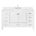 thumbnail image 2 of ARIEL Cambridge 61 Inch White Bathroom Vanity with Single Sink, Solid Wood, White Quartz Countertop, 1.5-Inch Edge, Rectangular Undermount Sink, 2 Soft Closing Doors, 9 Drawers, 2 of 8