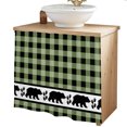 thumbnail image 2 of Sage Green Black Cabinet Curtains 35"W x 35"L, Farmhouse Vintage Bear Buffalo Plaid Sink Skirt for Bathroom Vanity Kitchen Self Adhesive, Dust-Proof Privacy Curtain for Shelves Closet Laundry Pantry, 2 of 9