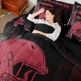 thumbnail image 4 of jejeloiu Rugby Helmet Pattern 7 Pieces Bedding Comforter Set,Red Black Full Bedding Set For Boys Teens Reversible, 4 of 8