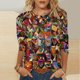 thumbnail image 1 of Karight Women Tops Loose Fit Three Quarter Sleeve V Neck Shirts Y2K Cute Bunny Blouses Dressy Spring Aesthetic Clothes, 1 of 5