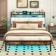 thumbnail image 4 of Gymax Queen Size Bed Frame w/ LED Light & Charging Station Heavy Duty Metal Platform Bed, 4 of 9
