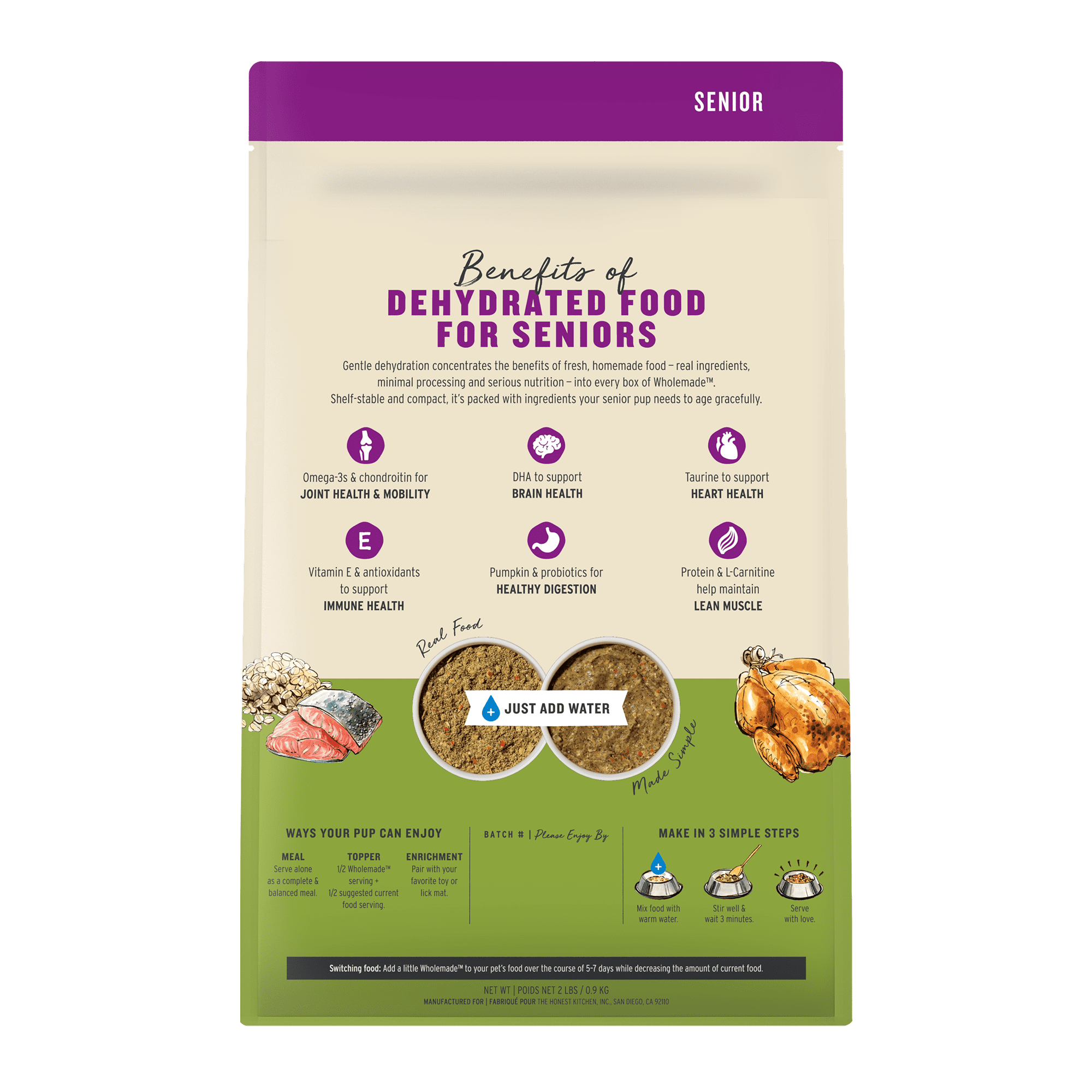 The Honest Kitchen Protein Plus Dehydrated Dog Food Topper, Human Grade High Protein Fish Meal Topper with Superfoods, Grain Free for Picky Eaters, Digestive Support, Just Add Water, 12 oz Pouch
