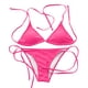 thumbnail image 4 of ¡Rebajas! Conjuntos de bikini Prolriy para mujer, bikini de dos piezas con cordones en color liso, trajes de baño para mujer, rosa intenso, talla L, 4 of 8