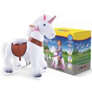 PonyCycle Ride-On Unicorn Toy with Sound and Hand Brake, Kid-Powered, Ages 3–4, White, U304