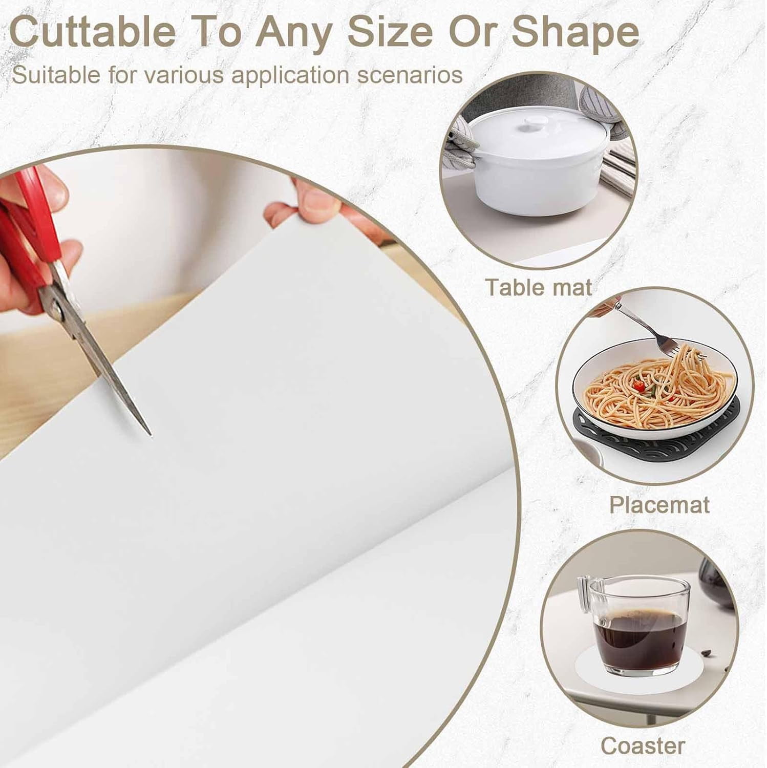 Large 36"x24" Silicone Mats for Kitchen Counter, Heat-Resistant Non-Slip Countertop Protector and Waterproof Craft Mat, 2-Pack (Semitransparent)