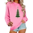 thumbnail image 3 of VKOYWKM Fall Sweatshirts for Women Christmas Xmas Holiday Long Sleeve Tops Funny Christmas Tree Graphic Fleece Pullover Crewneck Loose Fit Oversized Sweatshirt, 3 of 7