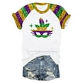 thumbnail image 2 of BOOMILK Mardi Gras Shirts for Women Plus Size Letter Print Graphic Tees Crew Neck Short Sleeve Summer Top, 2 of 4