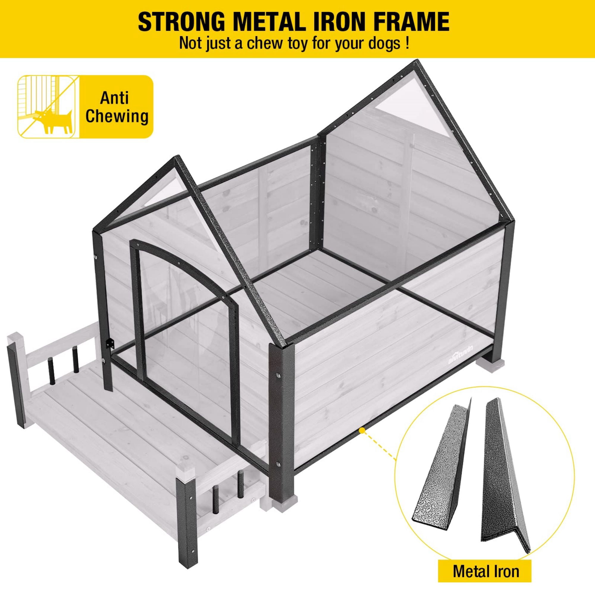 Aivituvin Outdoor Dog House, Puppy Shelter, Anti-Bite Design for Medium Dogs with Porch