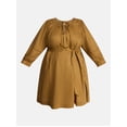 thumbnail image 4 of Terra & Sky Women's Plus Geo Eyelet Cotton Mini Dress with Long Sleeves, Sizes 0X-5X, 4 of 4