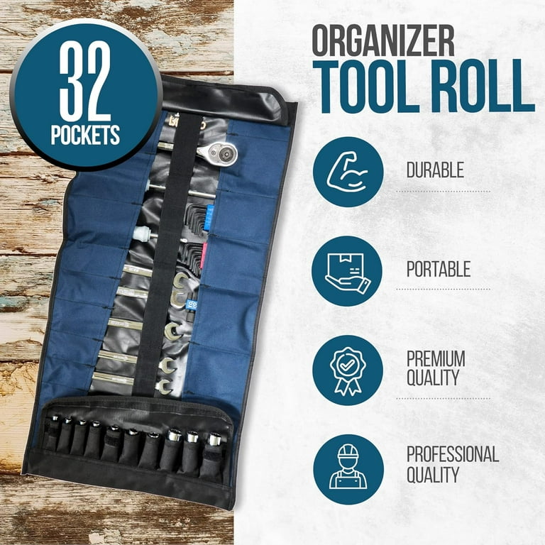 32 pocket tool roll organizer wrench organizer tool pouch
