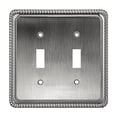 thumbnail image 1 of Henne Bery Rope Edge Decorative Wall Plate Switch Plate Outlet Cover Double Toggle Heirloom Silver, 1 of 1