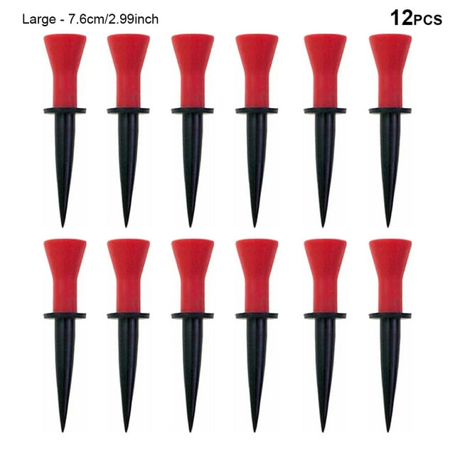 Pack of 12 Golf Tees Plastic Ball Stable Holder Holder Available Strong Training Portable Reusable Outdoor Indoor Golfing Practice Accessories Learners Red 76mm