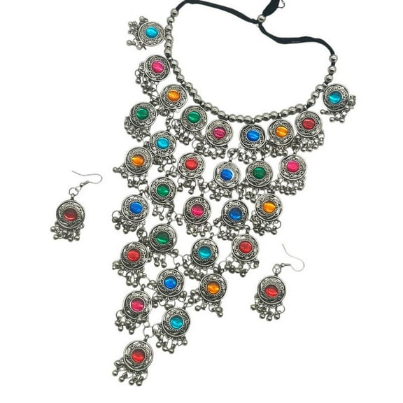 Kajaro Designs Jewels oxidized brass jewelry for women | Boho layered necklace set for weddings and navratri