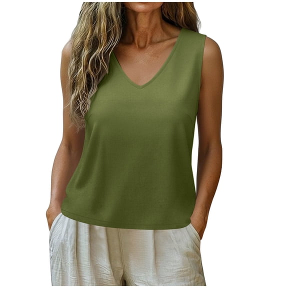 Horkkom Sleeveless Tops for Women Wide Strap Solid Color Tank Tops Work Loose Casual Tops,S-2XL