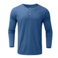 thumbnail image 6 of TrendOFT Henley Shirts for Men Long Sleeve Casual Basic T-Shirts Button Vintage Lightweight Fall Tee Tops Blue XL, 6 of 7