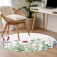 thumbnail image 6 of Round Rug 3ft Area Rug, Garden Watercolor Flower Leaves Area Rugs for Living Room Bedroom, Spring Colorful Floral Art Floor Mat Non-Slip Non-Shedding Carpet Indoor Accent Rugs, 6 of 9