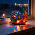thumbnail image 5 of Lilixerw Snail Stained Glass Lamp,Cute Animal Art Statue Night Light,3D Snail Table Lamp,Retro Stained Resin Tabletop LED Night Light,Fun Gift for Family, 5 of 6