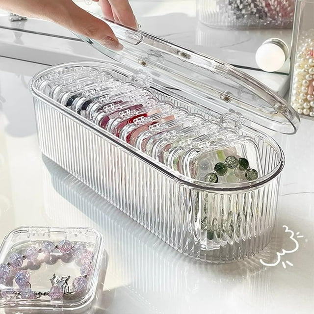 HUGFEGWE Bead Organizer Box, 14 Pack Acrylic Storage Cases Mini Clear Small Jewelry Beads Storage Containers Portable Rectangle Transparent Bracelet DIY Craft Trinket Boxes with U2537-13921