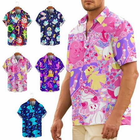 

Youth Button Up Tops Shirt with Pocket Retro Clothing Size 100-170/XXS-8XL