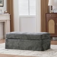 thumbnail image 4 of 46 Inch Wide Chenille Ottoman in Charcoal, Square Footstool with Black Metal Legs, Removable Components for Easy Cleaning, Supports 500 lbs, 4 of 9