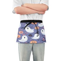 Yayeee Waist Apron with Pockets for Cooking Waterproof Half Server Aprons, Blue Cute Halloween