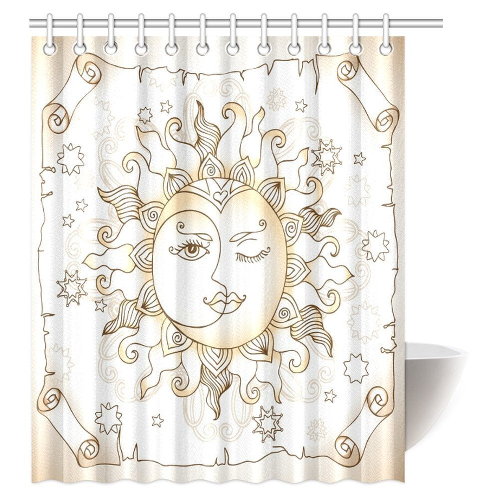 Pop Sun And Moon Shower Curtain Vintage Magic Spiritual Celestial