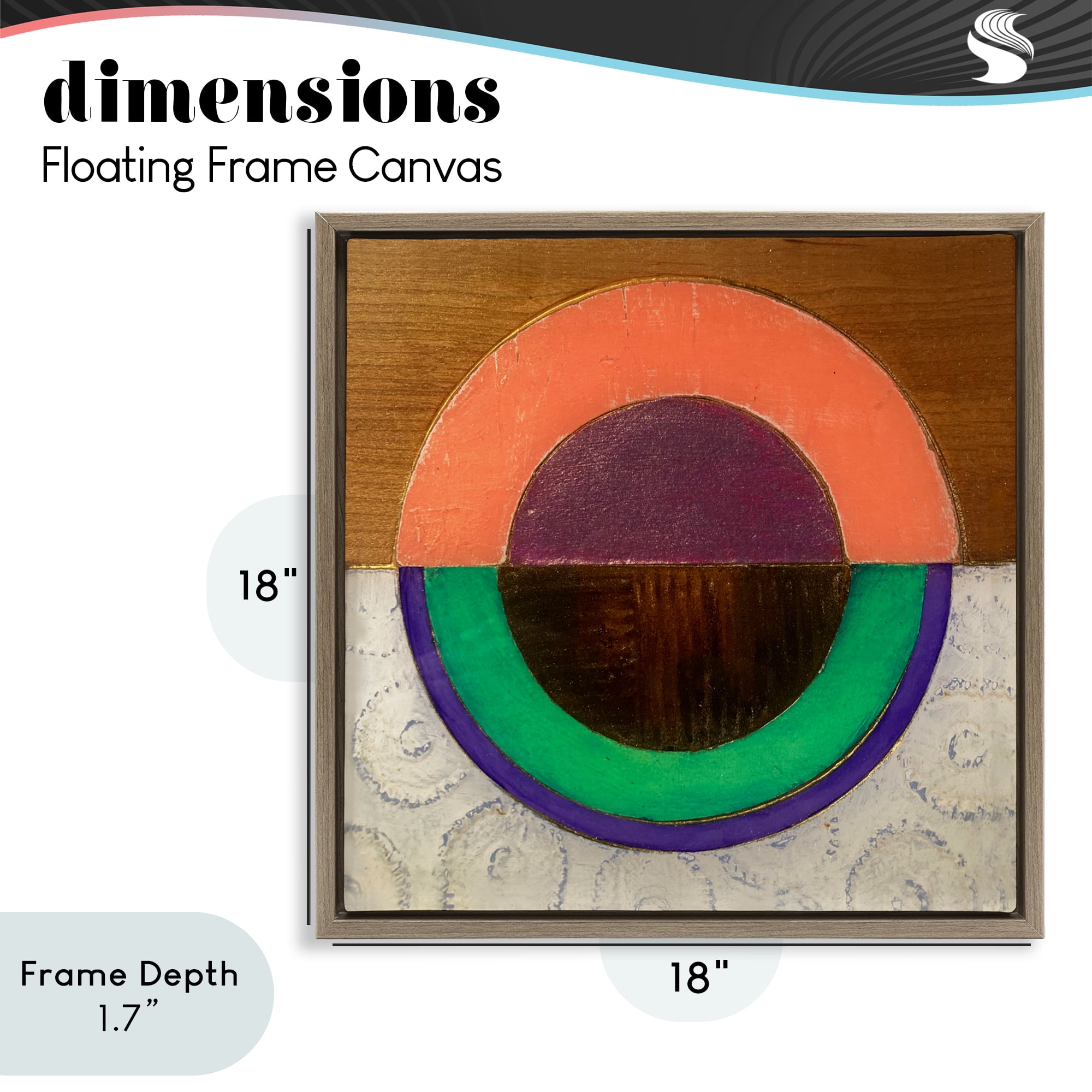 Stupell Industries Horizontal Split Circle Brown Framed Floater Canvas Wall Art, design by Matthew Finger
