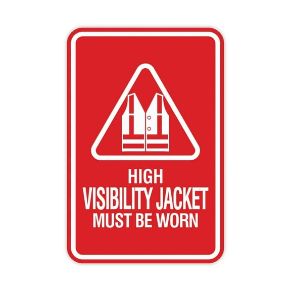 Signs ByLITA Portrait Round High Visibility Jacket Must Be Worn Sign (Red) - Large