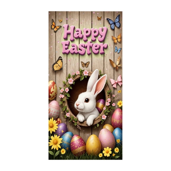 JoyMoreHome Easter Theme Door Cover, Cute Printed Door Curtain, Easy to Install, 35.4x70.8 Inch Decorative Door Cover, for Easter Party, Indoor Outdoor Door