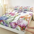 thumbnail image 3 of Manfei Cute Cartoon Floral Queen Sheet Sets,Rainbow Kawaii Floral Flat Sheet,Purple Pink White Queen Fitted Sheet For Girls,Luxury Bedroom Decor,4-Piece, 3 of 7