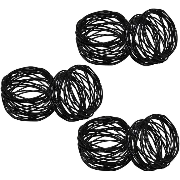 Handmade Decorations Black Napkin Rings Set of 6 Metal Mesh for Weddings Dinner Parties or Every Day Use (Black, 6)