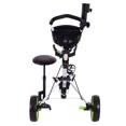 thumbnail image 4 of Patiojoy 3-Wheel Foldable Push Pull Club Trolley Golf Cart With Seat Scoreboard Bag Green, 4 of 6