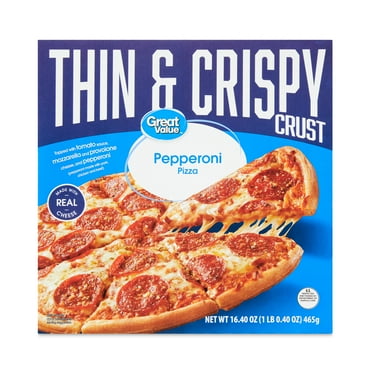 Great Value Thin Crust Pepperoni Frozen Pizza, 16.4 oz (Frozen)