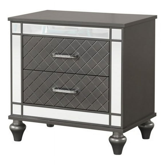 Glory Furniture Livorno G02702-N Nightstand   Gunmetal Gray and Mirror