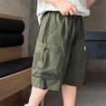 thumbnail image 4 of Kids Cargo Shorts Lightweight Boys Elastic Waist Shorts with Pockets Baggy Summer Shorts Boys Clothes 5-6 Years, 4 of 5