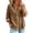 Khaki #01, variant on Women's Leopard Print Turndown Collar Long Sleeve Loose Fit Fall Shirt Pocket Casual Blouse