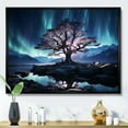 thumbnail image 2 of Designart "Aurora Borealis Fantasy Blue and Pink Tree II" Oversized Landscapes Framed Wall Art - Country Blue Tree Entryway Framed Wall Art, 2 of 7