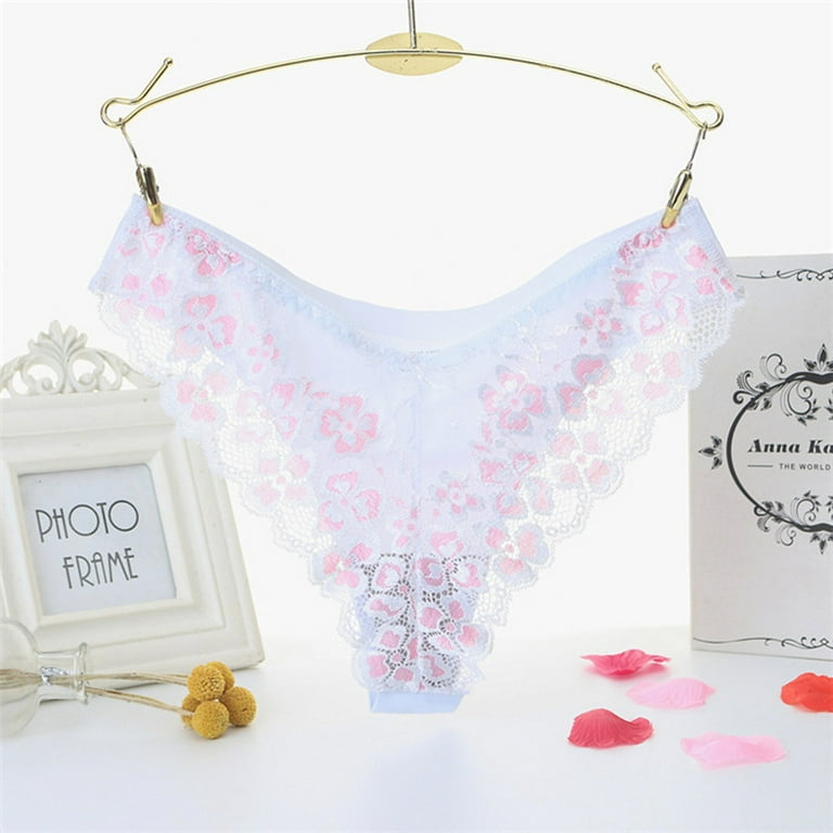 QIPOPIQ Underwear for Women Plus Size Embroidery Lace Sexy Low-waist Briefs  Thong G-String Lingerie Panties
