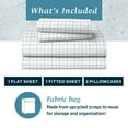 thumbnail image 5 of WelHome 100% Cotton Percale 4-Piece King Size Deep Pocket Printed Bed Sheets Set, 1 Fitted, 1 Flat Sheet with 2 Pillowcases, Ultra Light, Breathable & Super Soft Sheets, Light Blue Plaid, 5 of 7